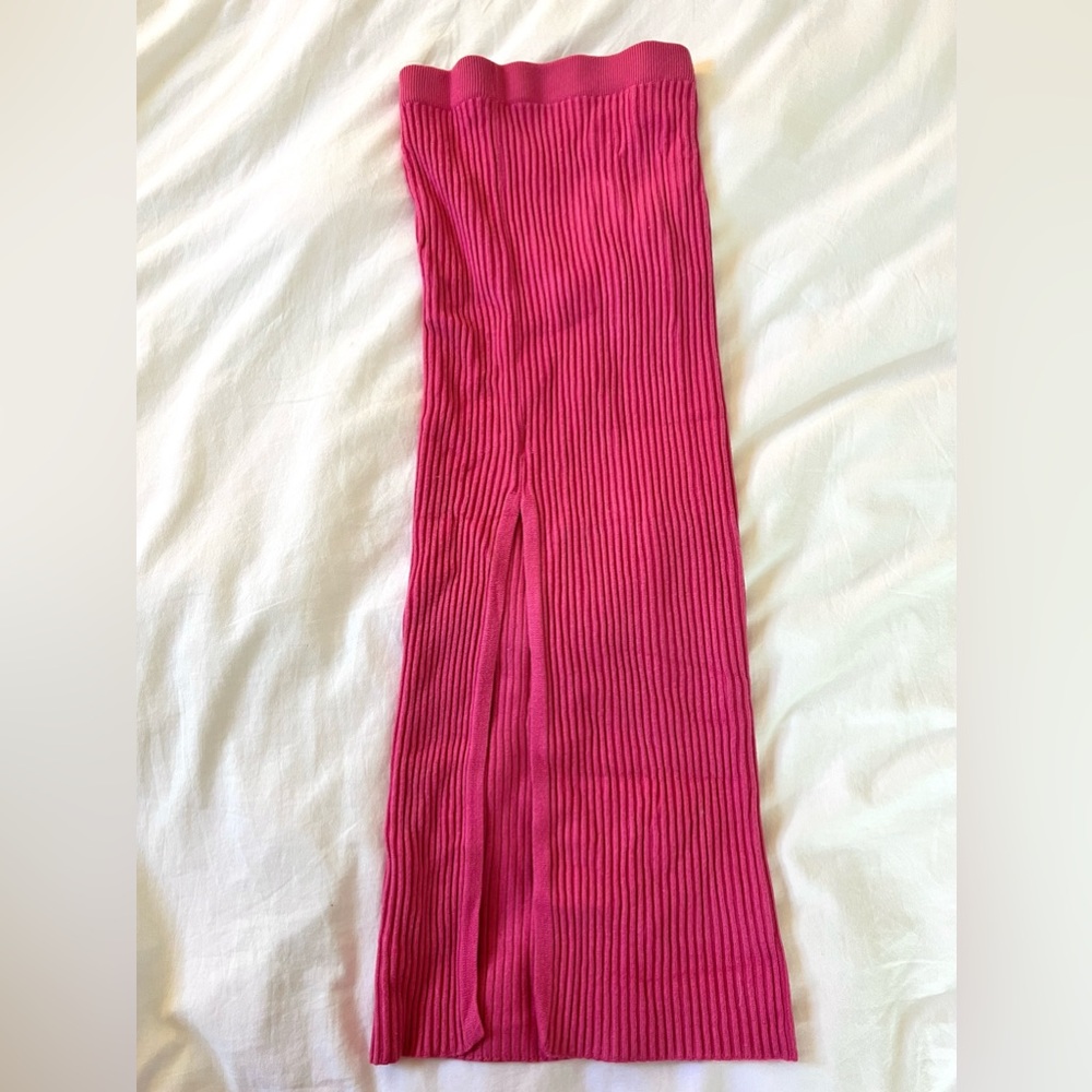 Princess Polly Pink Ribbed Pencil Skirt
